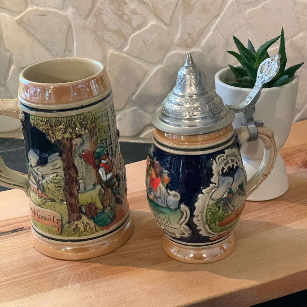 VINTAGE THEWALT WEST GERMAN BEER STEINS | Set of 2 |